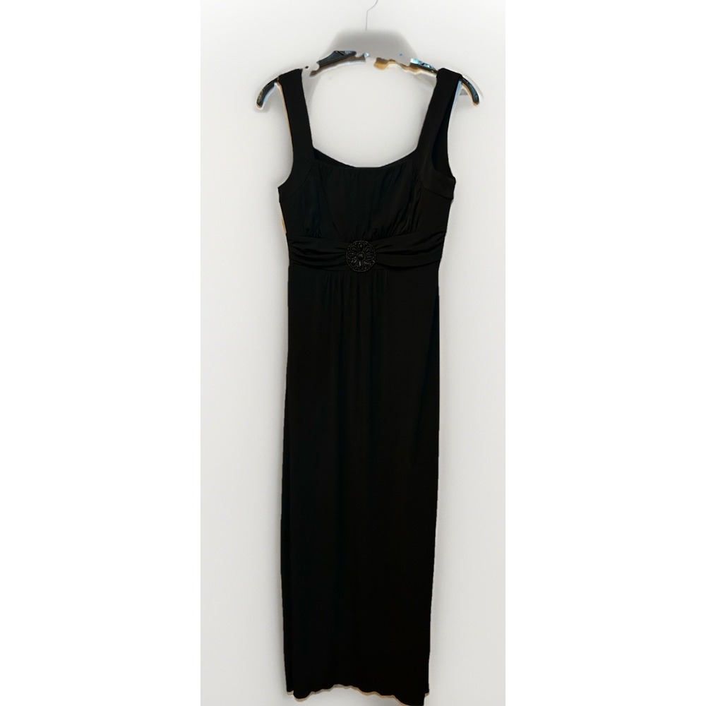 ENFOCUS STUDIO Women's Dress 6 Black Beaded Sleeveless Long Formal Evening